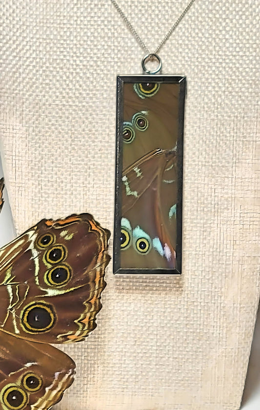 Real Morpho deidamia Butterfly Wing Pendant